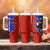 Costa Rica Toucan Tumbler With Handle Red and Blue with National Seal and Tropical Bird Graphic - Wonder Print Shop