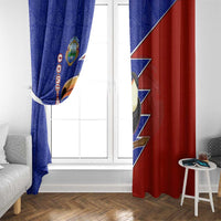 Costa Rica Toucan Window Curtain Red and Blue with National Seal and Tropical Bird Graphic - Wonder Print Shop