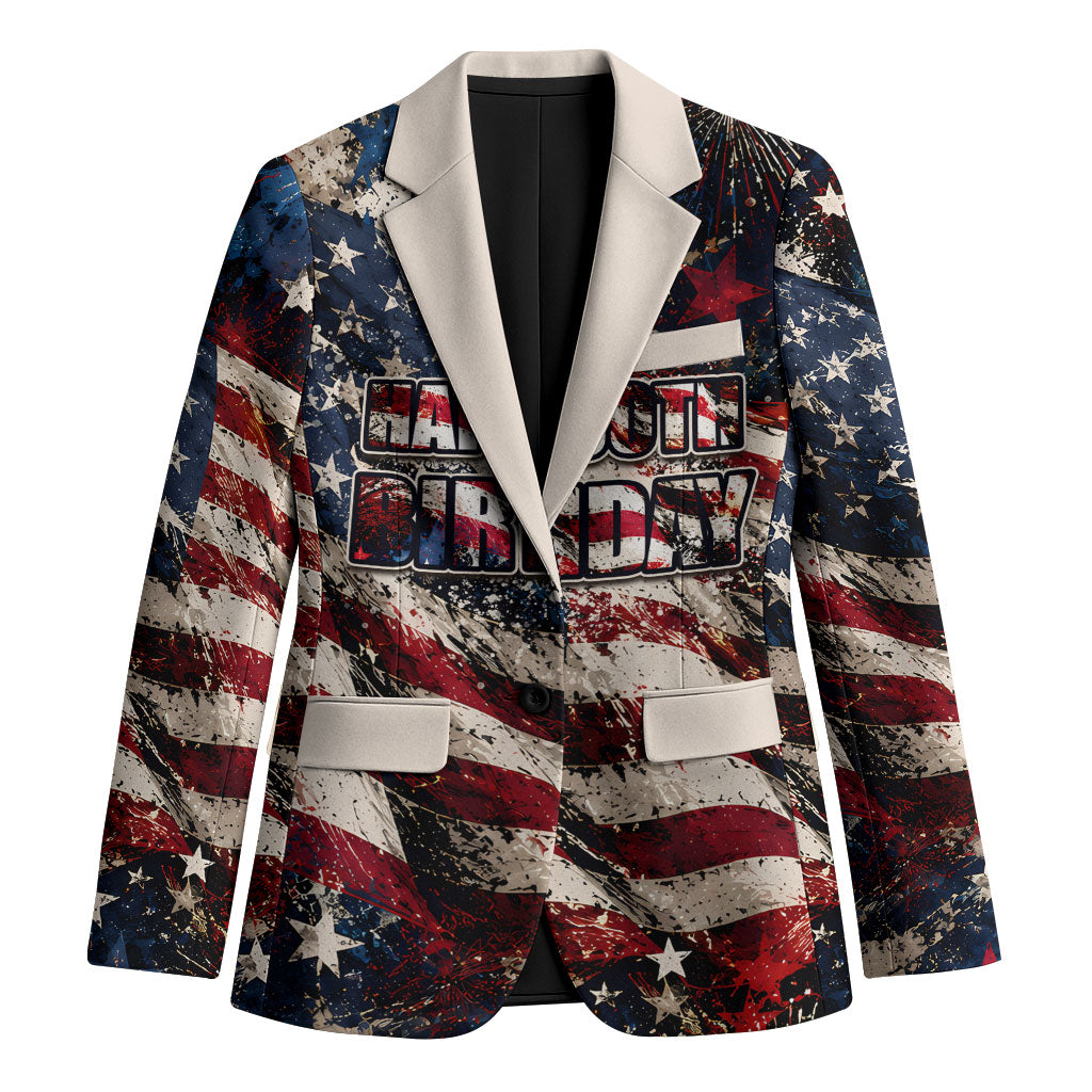 America Turns 250 Happy 50th Birthday Blazer Patriotic Eagle US Flag Distressed Splatter