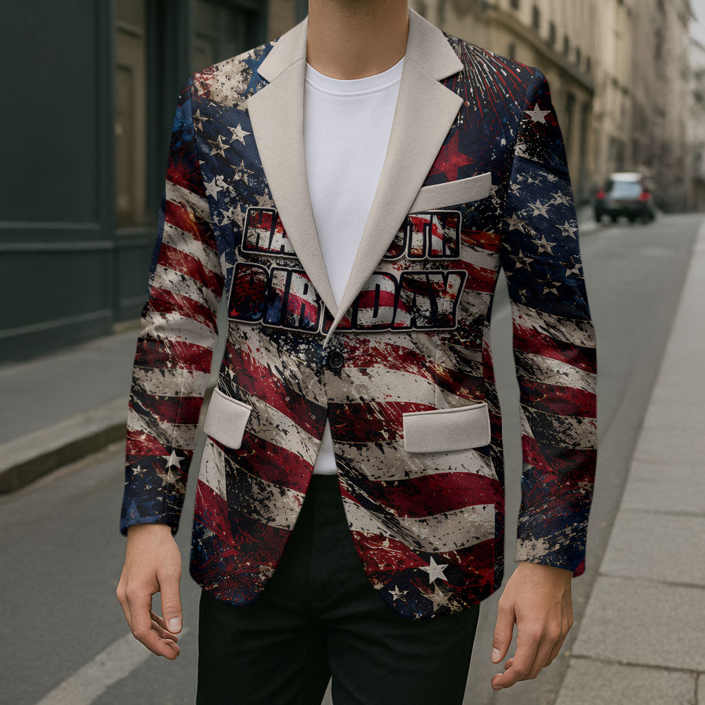 America Turns 250 Happy 50th Birthday Blazer Patriotic Eagle US Flag Distressed Splatter