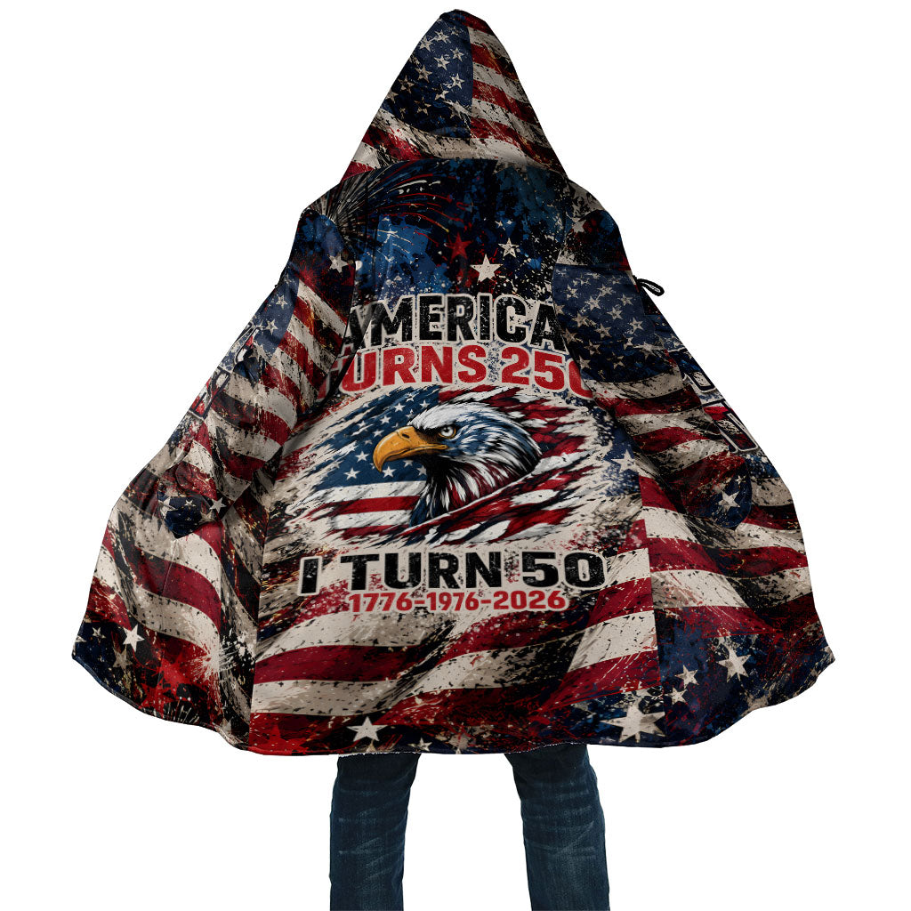 America Turns 250 Happy 50th Birthday Cloak Patriotic Eagle US Flag Distressed Splatter