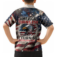 America Turns 250 Happy 50th Birthday Kid Hawaiian Shirt Patriotic Eagle US Flag Distressed Splatter TS04