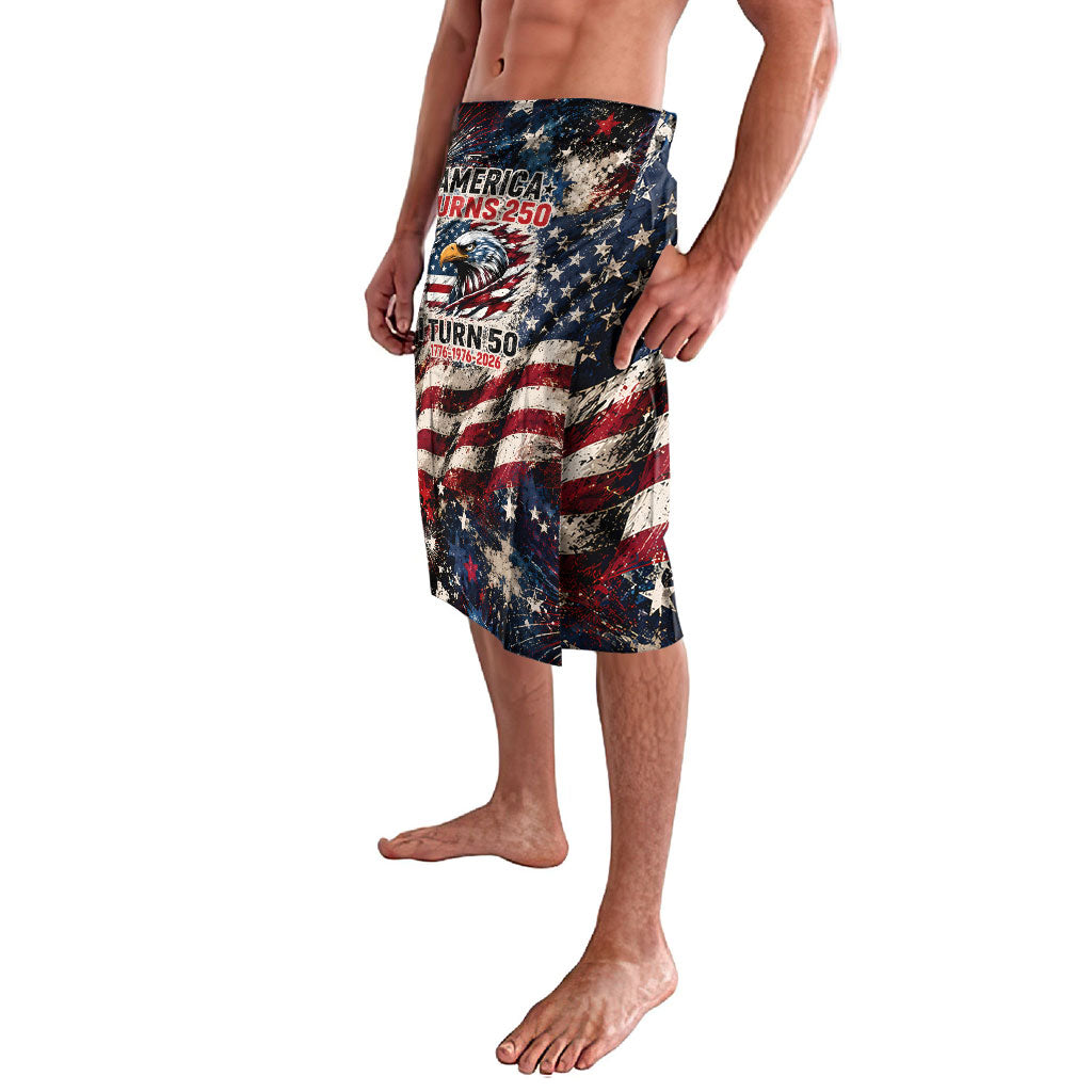 America Turns 250 Happy 50th Birthday Lavalava Patriotic Eagle US Flag Distressed Splatter