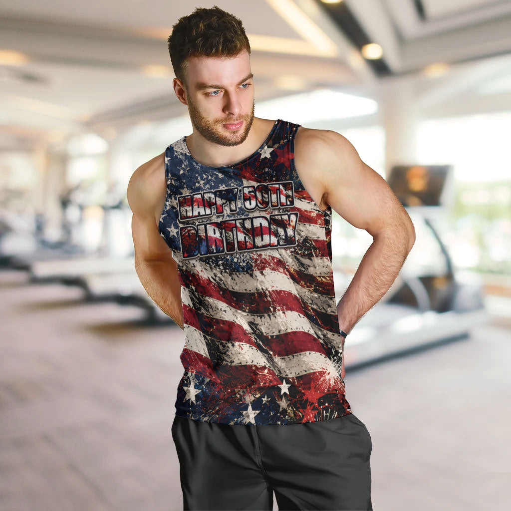 America Turns 250 Happy 50th Birthday Men Tank Top Patriotic Eagle US Flag Distressed Splatter
