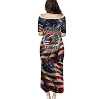 America Turns 250 Happy 50th Birthday Puletasi Patriotic Eagle US Flag Distressed Splatter