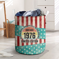 America Vintage 1976 50th Birthday Laundry Basket Retro Sunset Patriotic