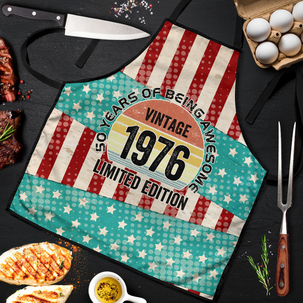 America Vintage 1976 50th Birthday Apron Retro Sunset Patriotic