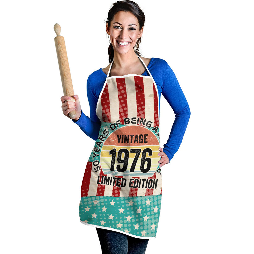 America Vintage 1976 50th Birthday Apron Retro Sunset Patriotic