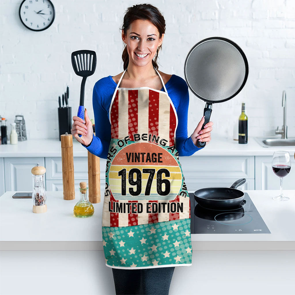 America Vintage 1976 50th Birthday Apron Retro Sunset Patriotic