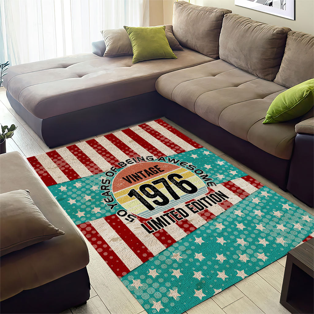 America Vintage 1976 50th Birthday Area Rug Retro Sunset Patriotic