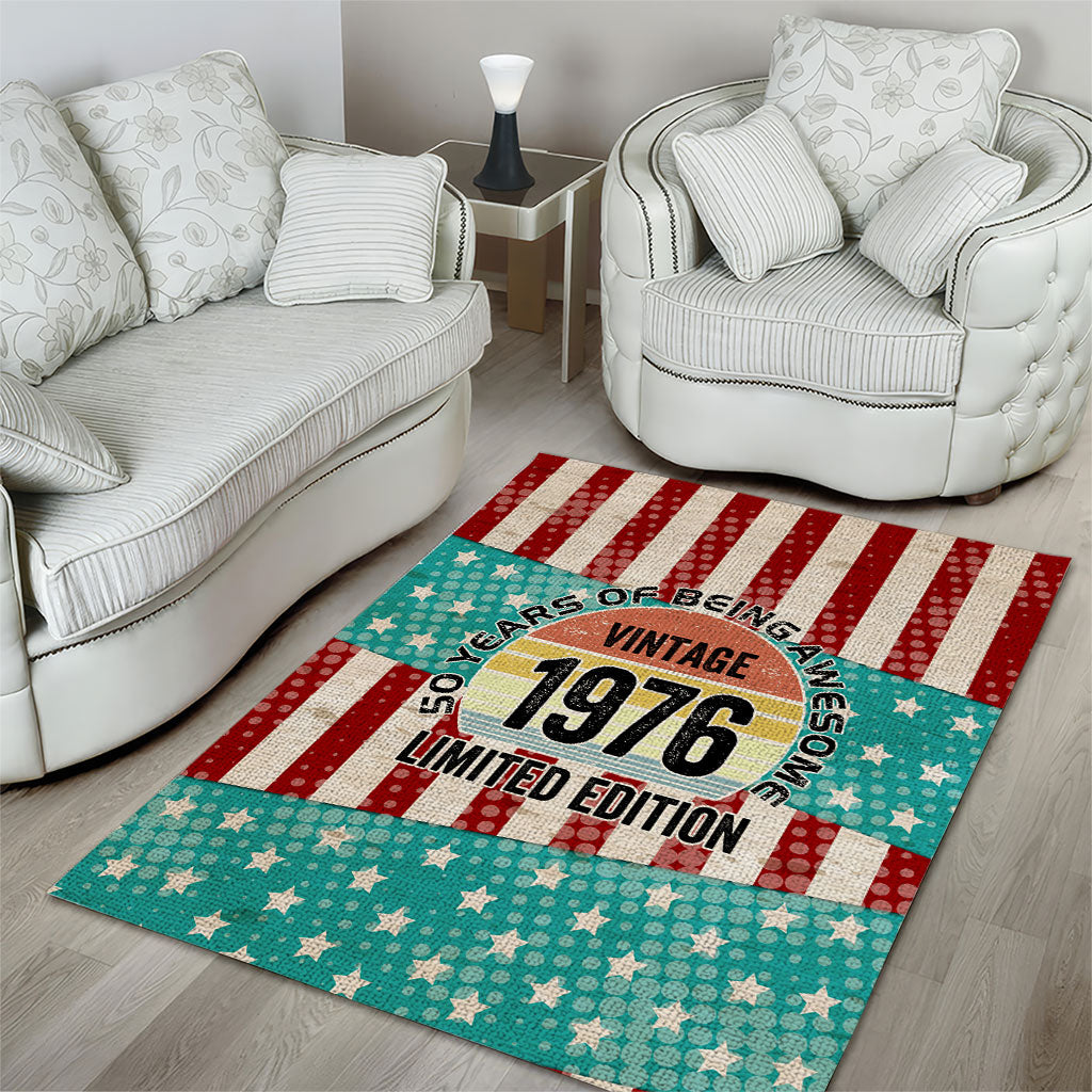 America Vintage 1976 50th Birthday Area Rug Retro Sunset Patriotic