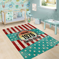 America Vintage 1976 50th Birthday Area Rug Retro Sunset Patriotic