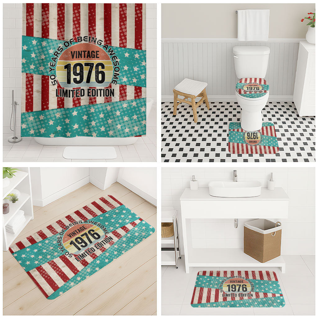 America Vintage 1976 50th Birthday Bathroom Set Retro Sunset Patriotic
