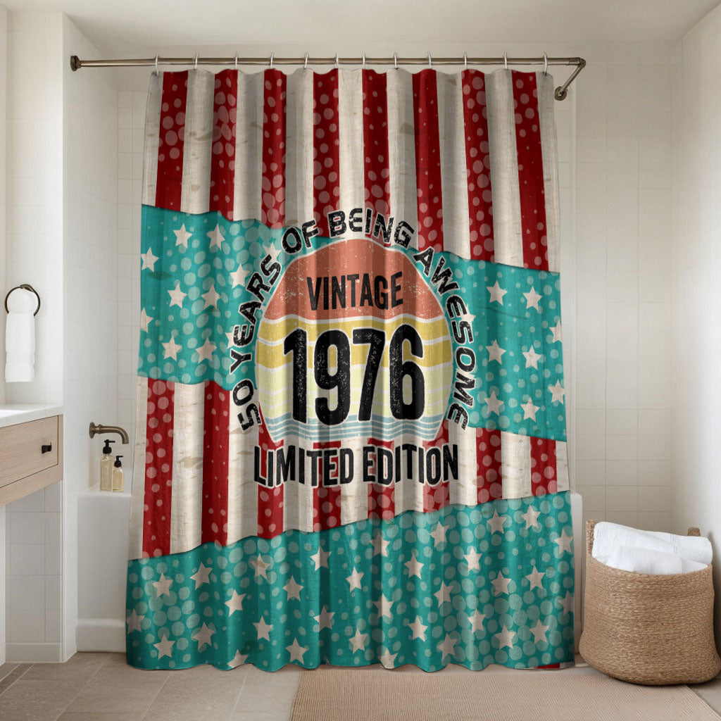 America Vintage 1976 50th Birthday Bathroom Set Retro Sunset Patriotic