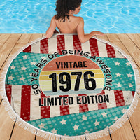 America Vintage 1976 50th Birthday Beach Blanket Retro Sunset Patriotic