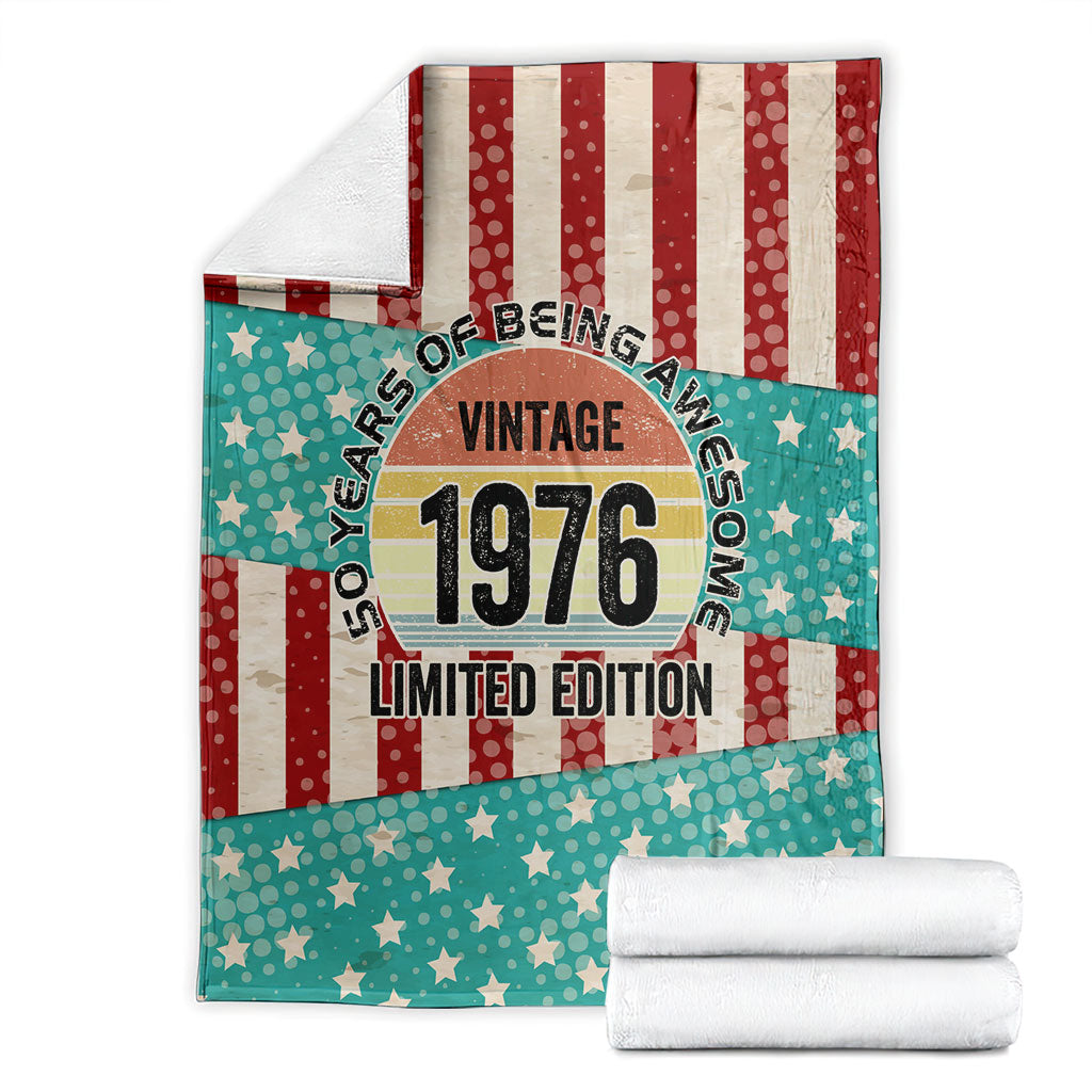 America Vintage 1976 50th Birthday Blanket Retro Sunset Patriotic
