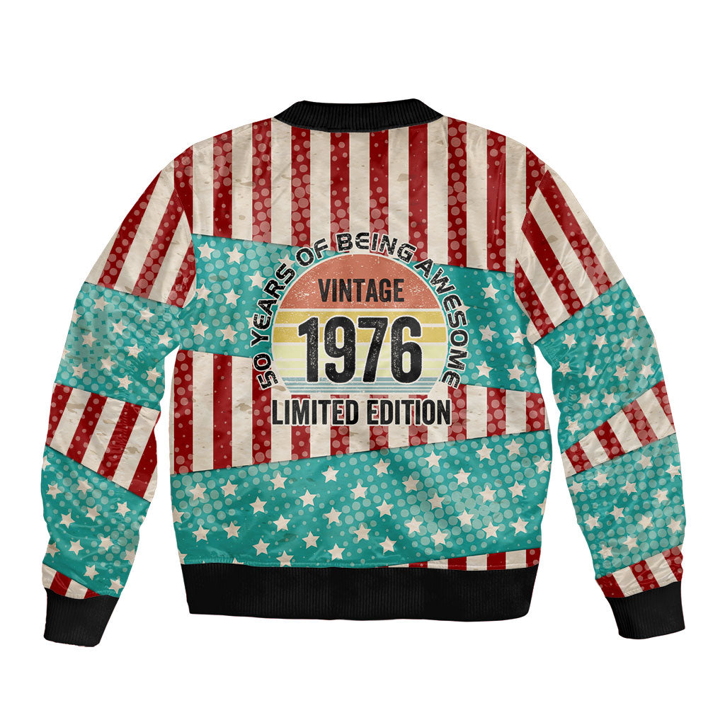 America Vintage 1976 50th Birthday Bomber Jacket Retro Sunset Patriotic