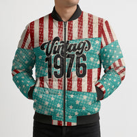 America Vintage 1976 50th Birthday Bomber Puffer Jacket Retro Sunset Patriotic
