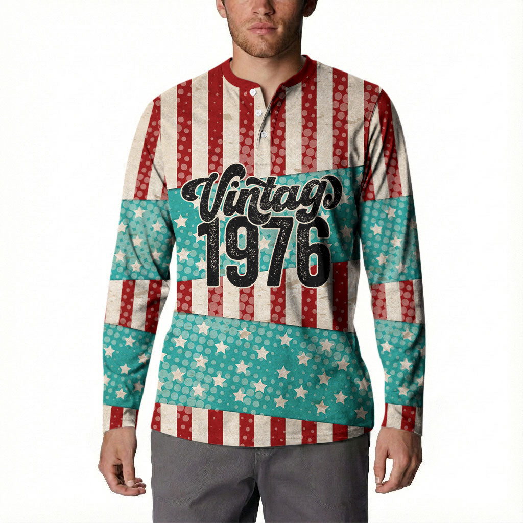 America Vintage 1976 50th Birthday Button Sweatshirt Retro Sunset Patriotic