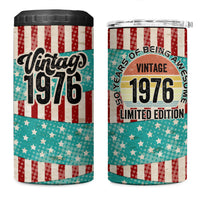 America Vintage 1976 50th Birthday 4 in 1 Can Cooler Tumbler Retro Sunset Patriotic