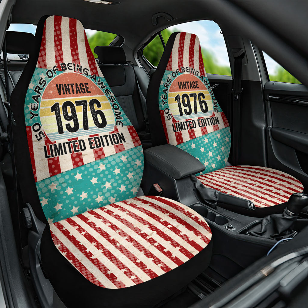 America Vintage 1976 50th Birthday Car Seat Cover Retro Sunset Patriotic