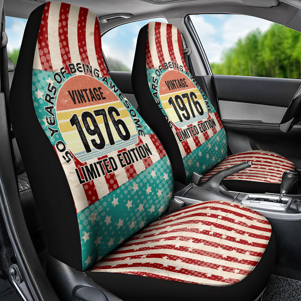 America Vintage 1976 50th Birthday Car Seat Cover Retro Sunset Patriotic