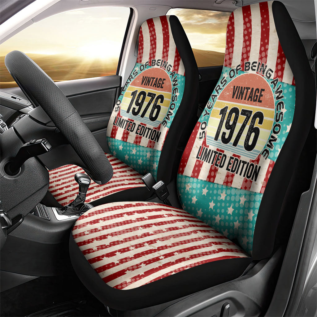 America Vintage 1976 50th Birthday Car Seat Cover Retro Sunset Patriotic