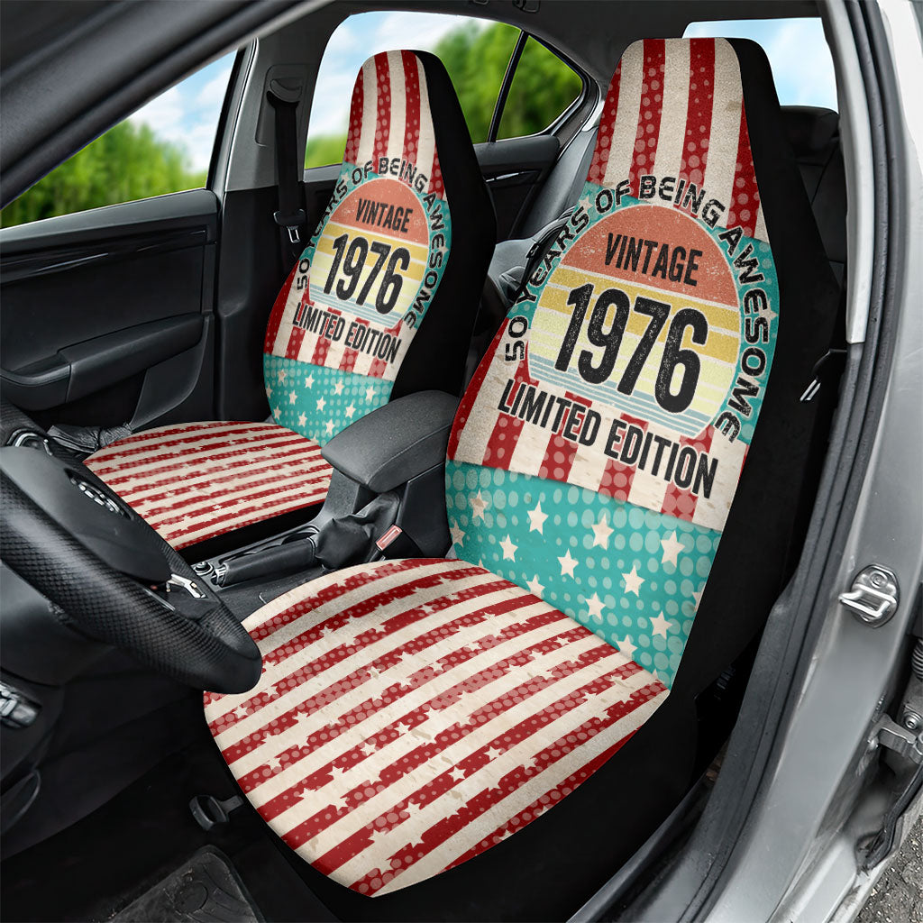 America Vintage 1976 50th Birthday Car Seat Cover Retro Sunset Patriotic
