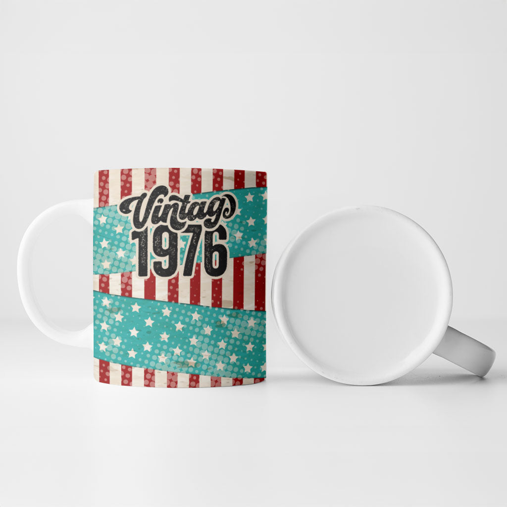 America Vintage 1976 50th Birthday Ceramic Mug Retro Sunset Patriotic