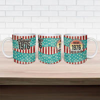America Vintage 1976 50th Birthday Ceramic Mug Retro Sunset Patriotic