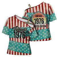 America Vintage 1976 50th Birthday Cross Shoulder Shirt Retro Sunset Patriotic