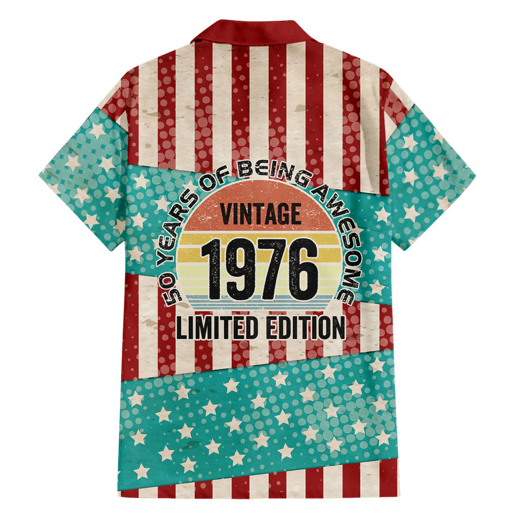 America Vintage 1976 50th Birthday Hawaiian Shirt Retro Sunset Patriotic