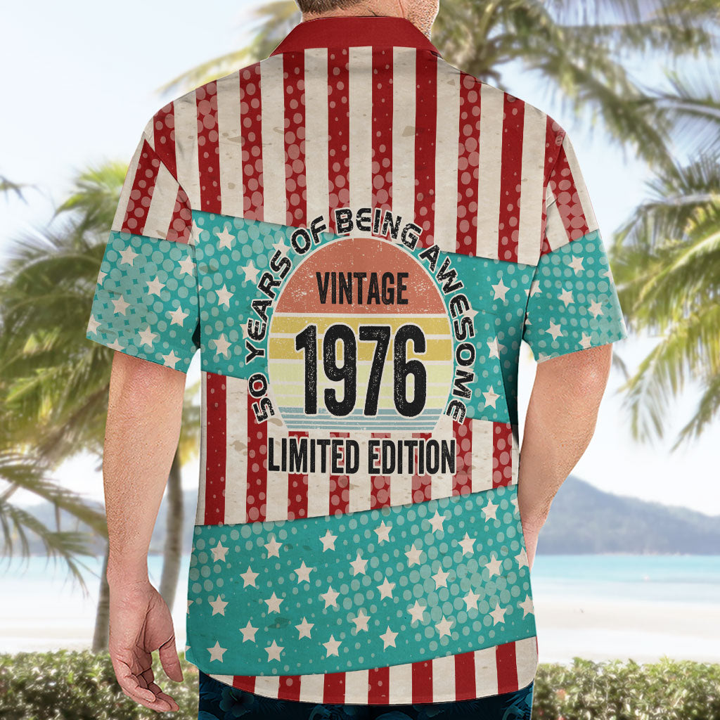 America Vintage 1976 50th Birthday Hawaiian Shirt Retro Sunset Patriotic