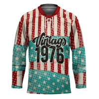 America Vintage 1976 50th Birthday Hockey Jersey Retro Sunset Patriotic