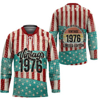America Vintage 1976 50th Birthday Hockey Jersey Retro Sunset Patriotic