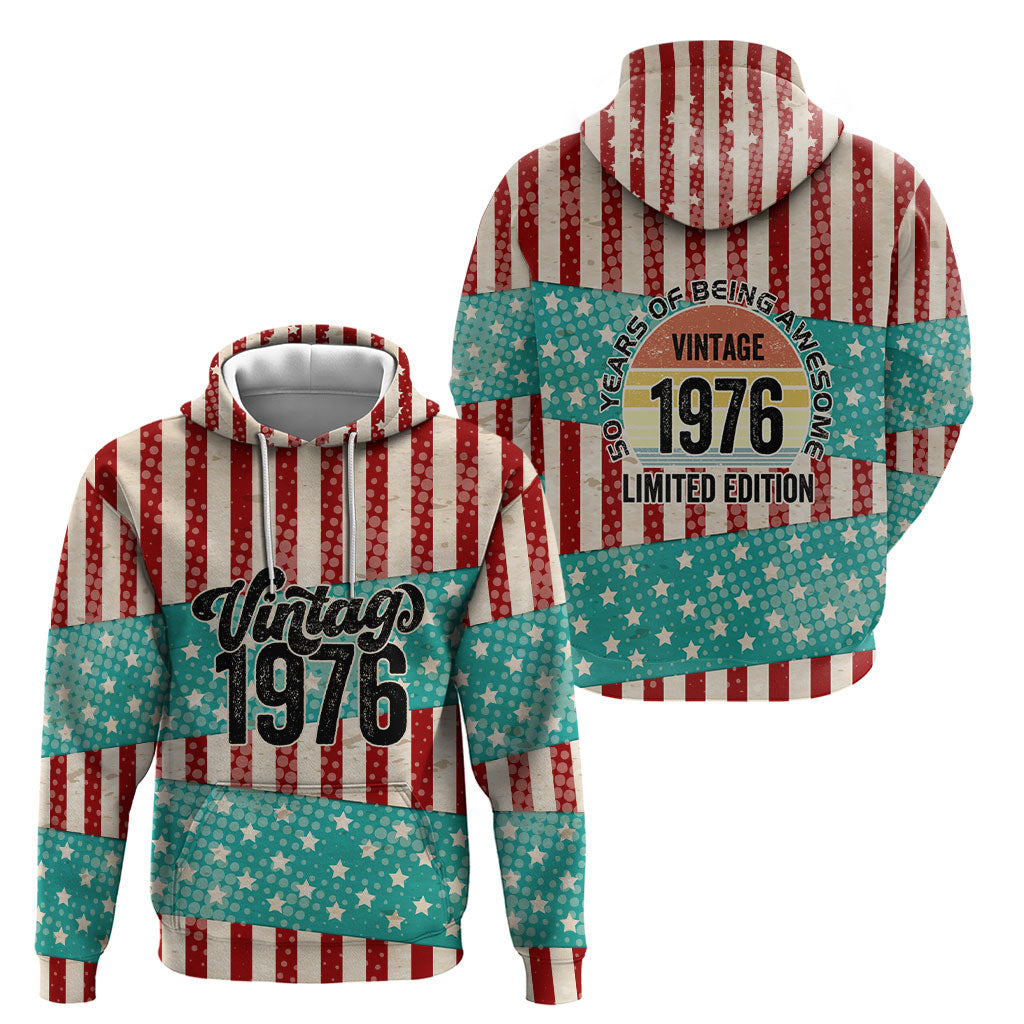 America Vintage 1976 50th Birthday Hoodie Retro Sunset Patriotic