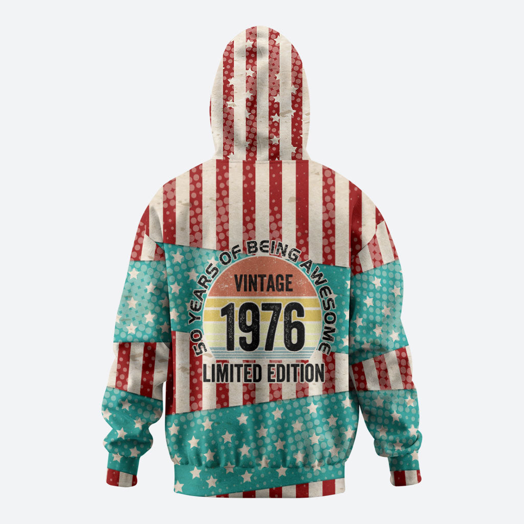 America Vintage 1976 50th Birthday Hoodie Retro Sunset Patriotic