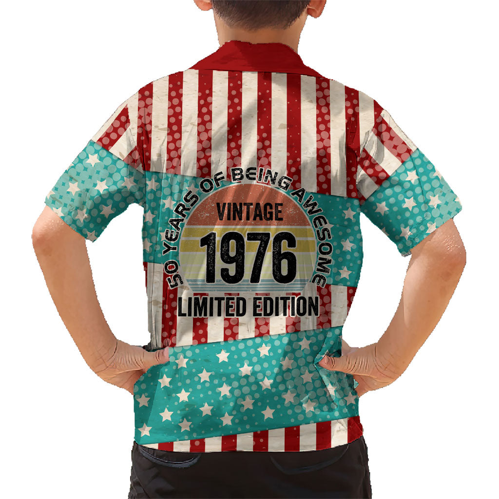 America Vintage 1976 50th Birthday Kid Hawaiian Shirt Retro Sunset Patriotic