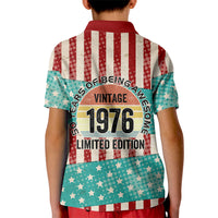 America Vintage 1976 50th Birthday Kid Polo Shirt Retro Sunset Patriotic