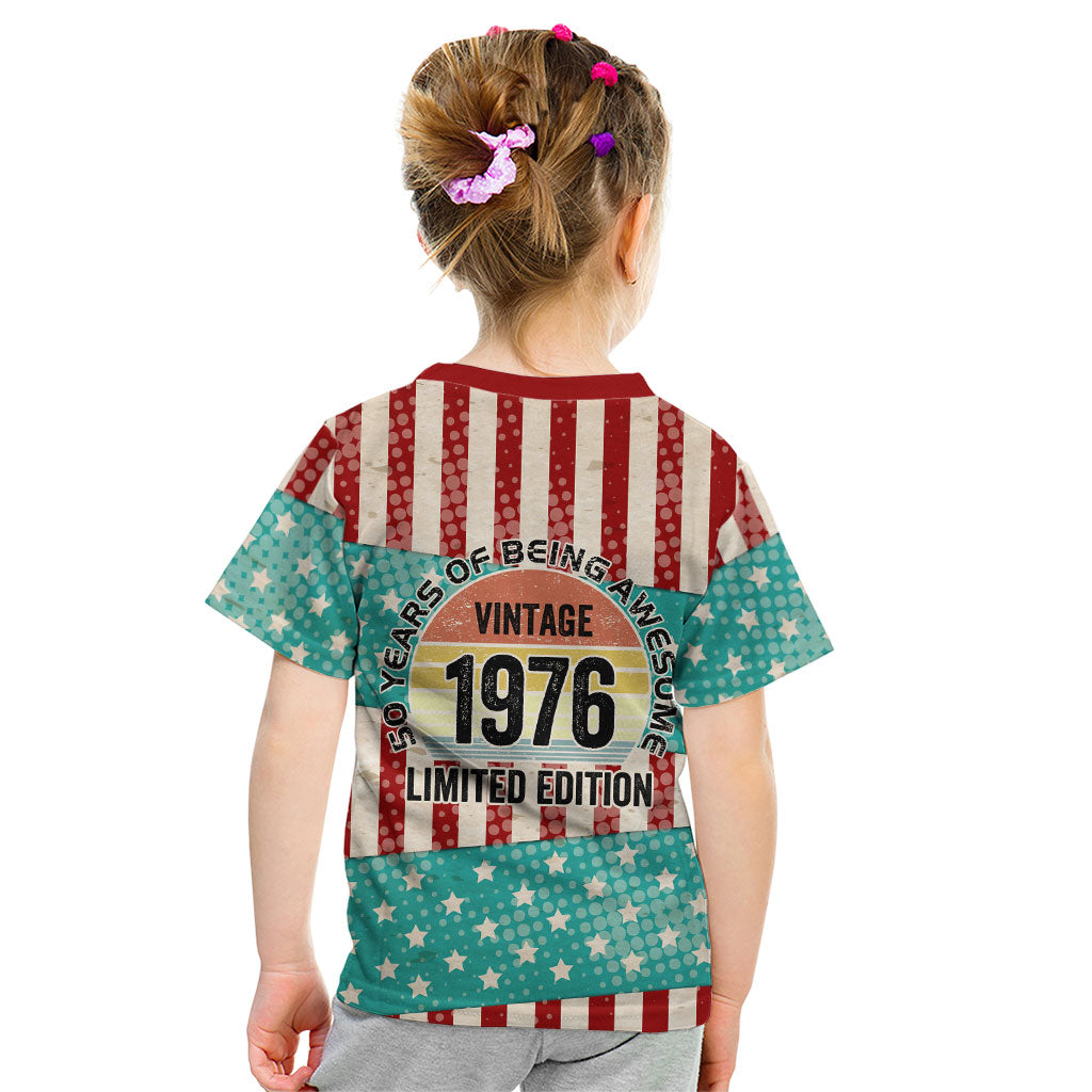 America Vintage 1976 50th Birthday Kid T Shirt Retro Sunset Patriotic