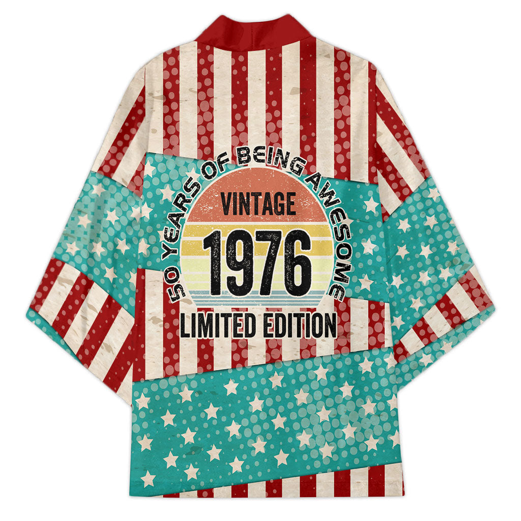 America Vintage 1976 50th Birthday Kimono Retro Sunset Patriotic