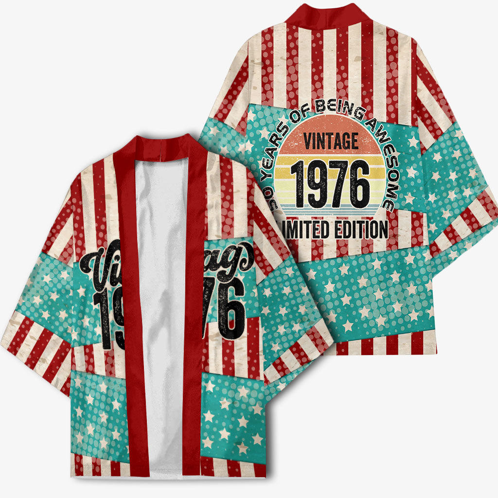 America Vintage 1976 50th Birthday Kimono Retro Sunset Patriotic