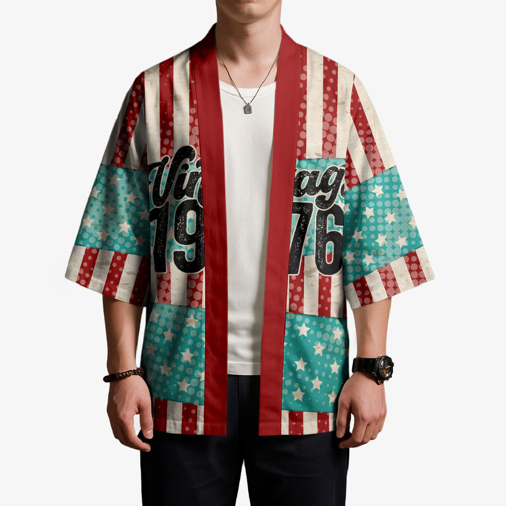 America Vintage 1976 50th Birthday Kimono Retro Sunset Patriotic