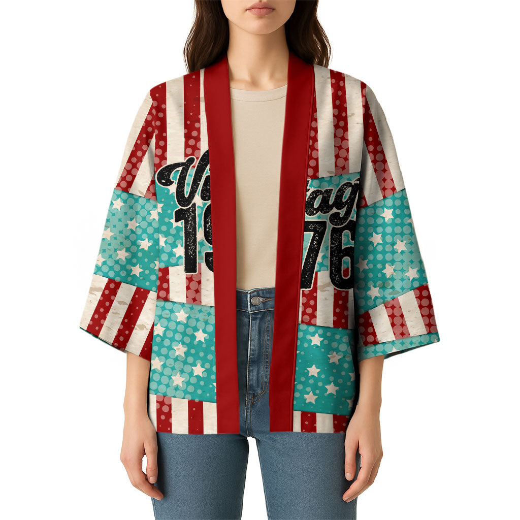 America Vintage 1976 50th Birthday Kimono Retro Sunset Patriotic