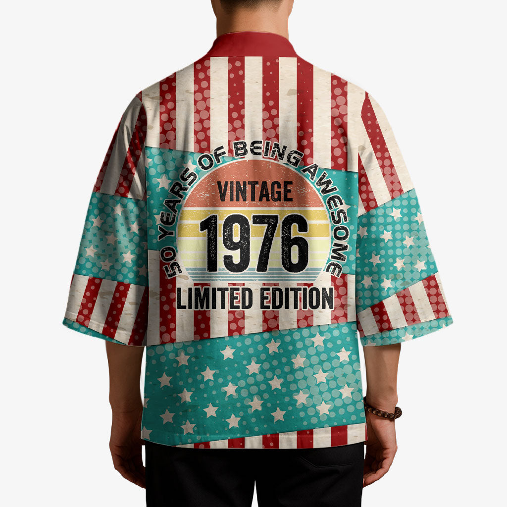 America Vintage 1976 50th Birthday Kimono Retro Sunset Patriotic