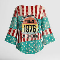 America Vintage 1976 50th Birthday Kimono Sleeve Blouse Retro Sunset Patriotic