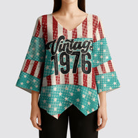 America Vintage 1976 50th Birthday Kimono Sleeve Blouse Retro Sunset Patriotic