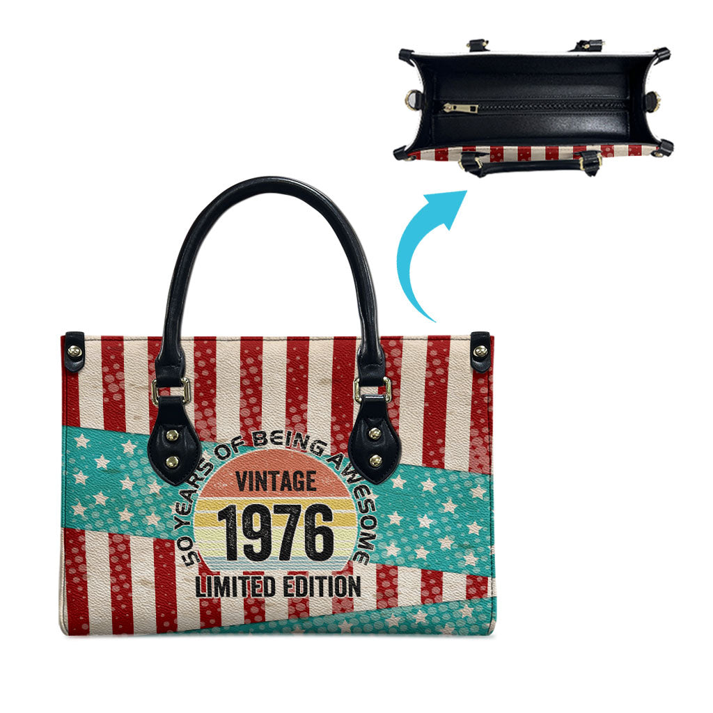 America Vintage 1976 50th Birthday Leather Bag Retro Sunset Patriotic