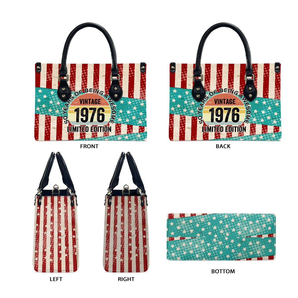 America Vintage 1976 50th Birthday Leather Bag Retro Sunset Patriotic