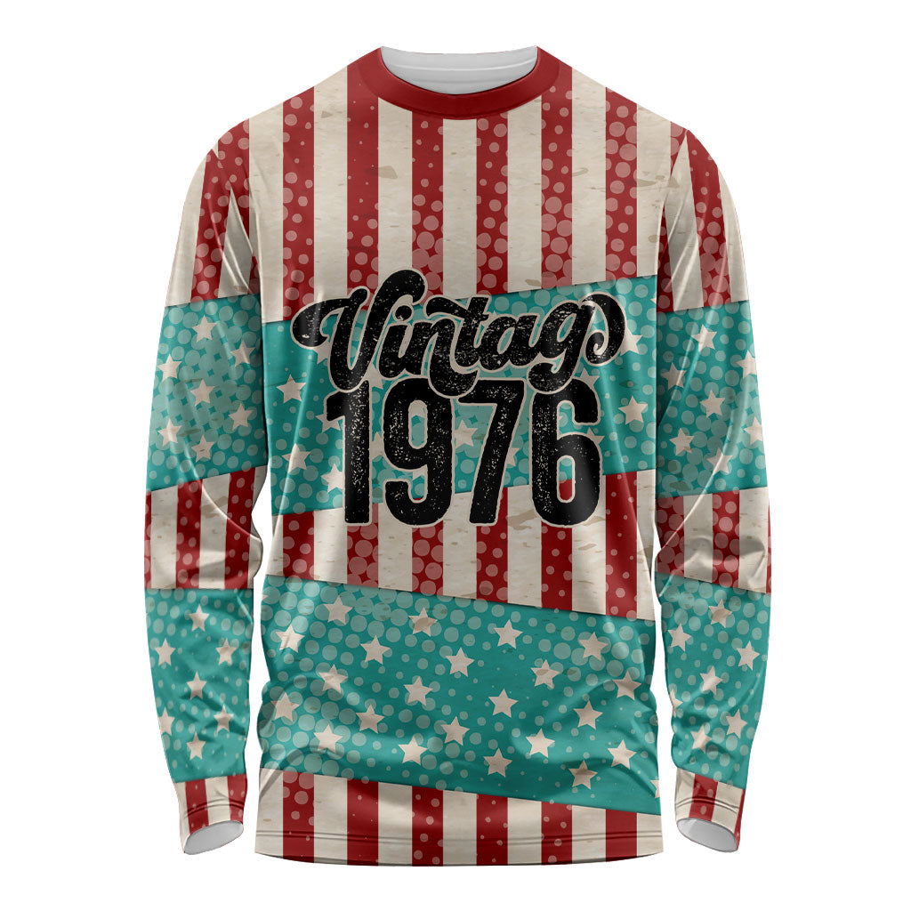 America Vintage 1976 50th Birthday Long Sleeve Shirt Retro Sunset Patriotic